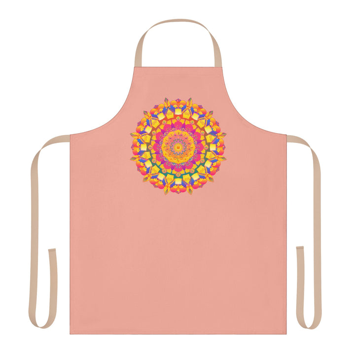 Mandala Art Apron - Apricot - Hand - Drawn Design All Over Prints - Blululi