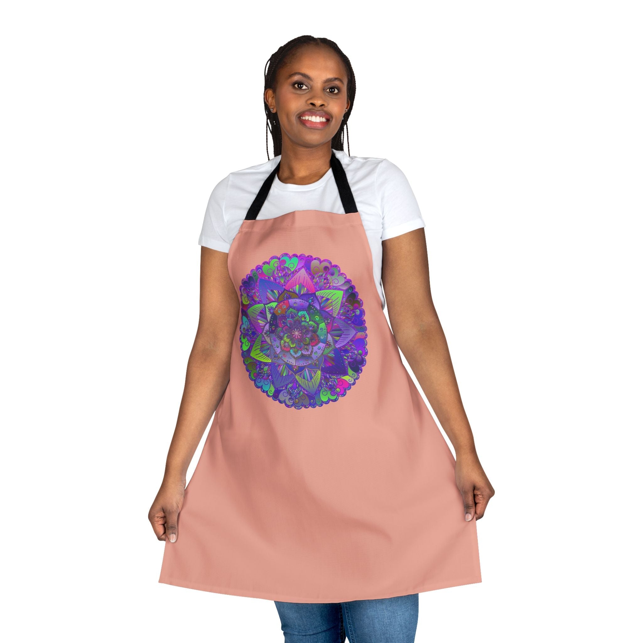 Mandala Art Apron - Apricot - Intricate Design All Over Prints - Blululi