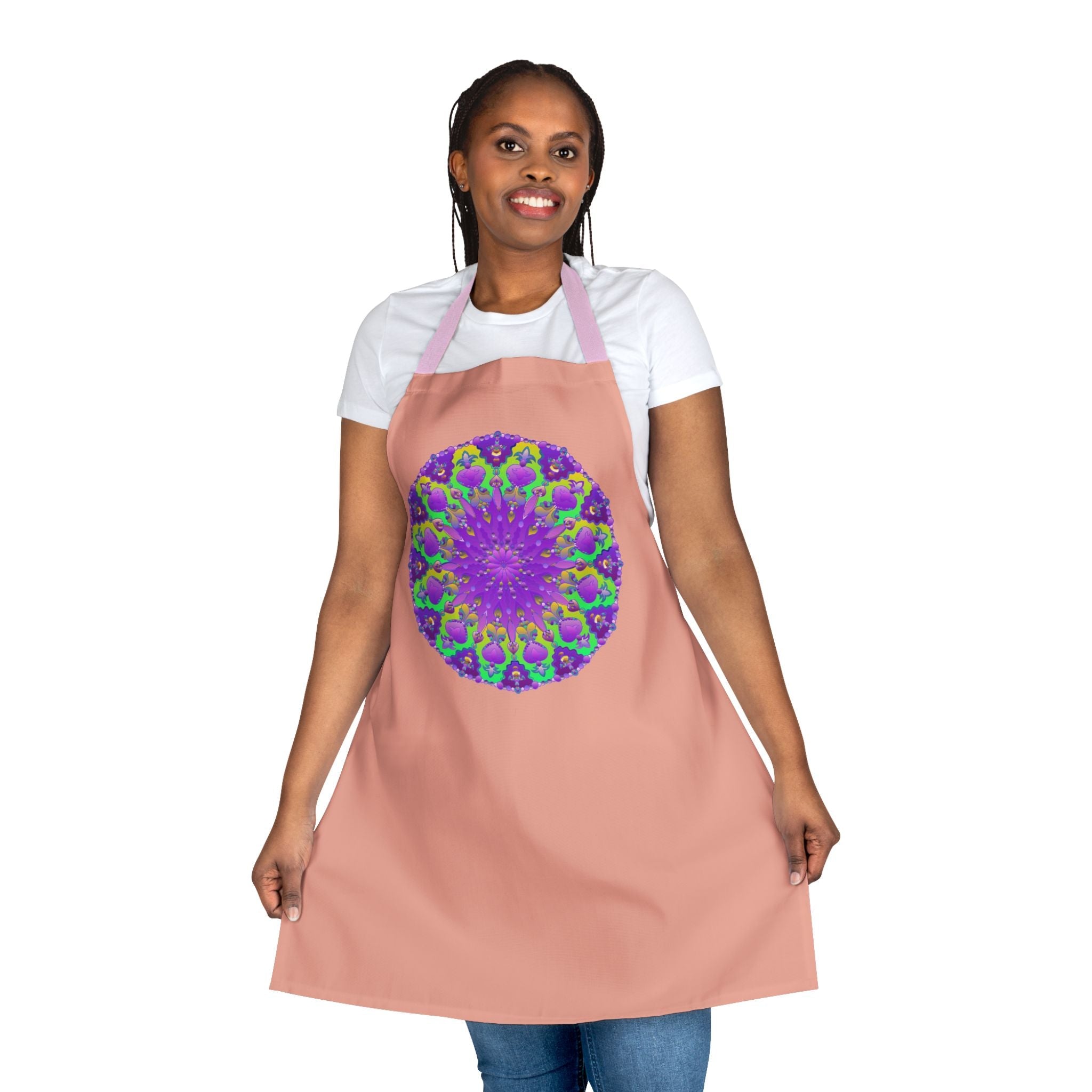 Mandala Art Apron - Apricot & Purple All Over Prints - Blululi