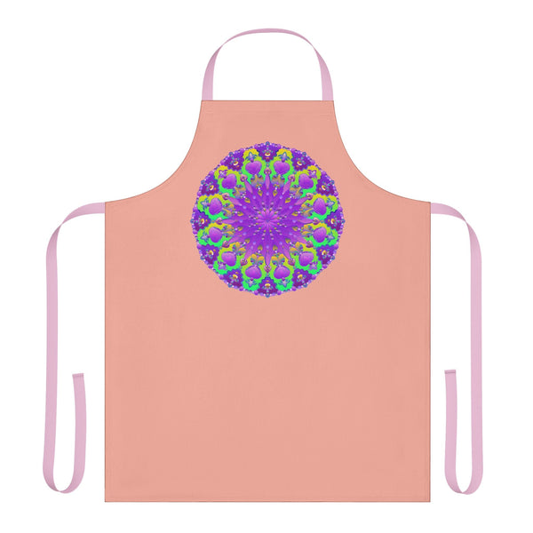 Mandala Art Apron - Apricot & Purple All Over Prints - Blululi
