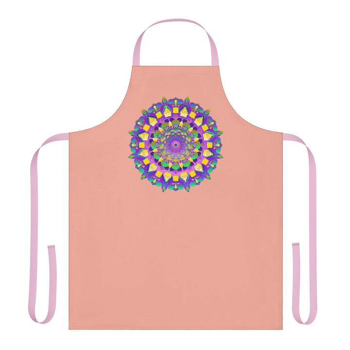 Mandala Art Apron - Apricot & Purple All Over Prints - Blululi