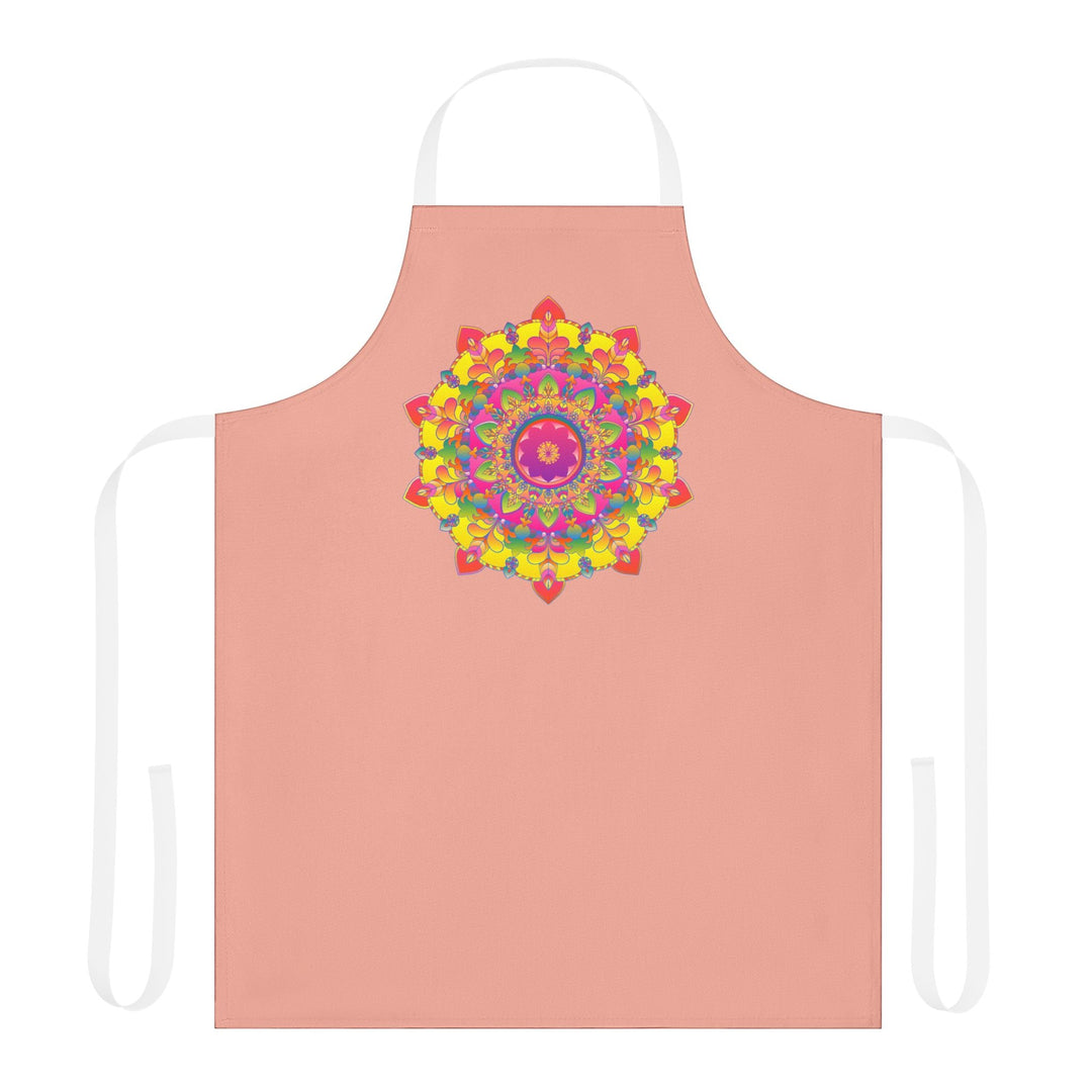 Mandala Art Apron - Apricot, Vibrant & Colorful All Over Prints - Blululi