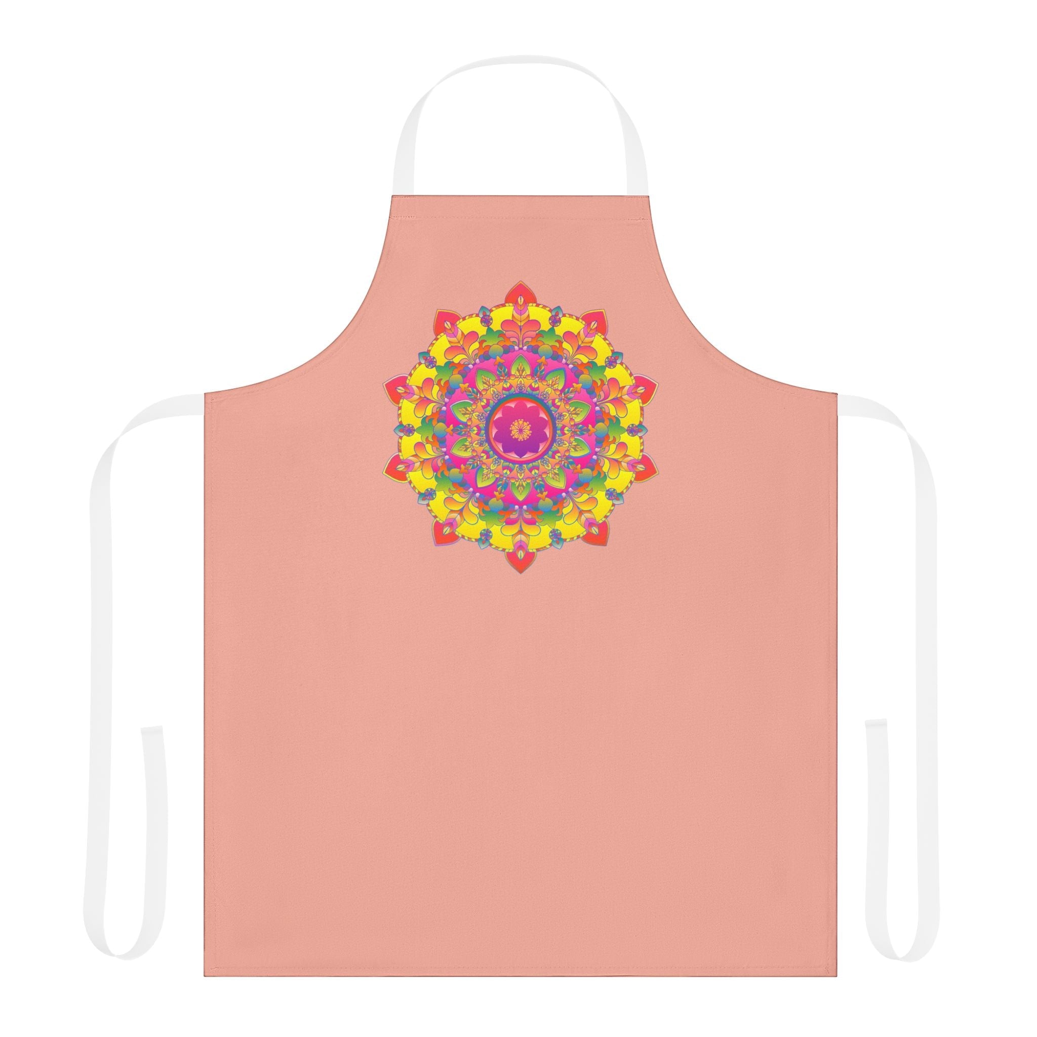 Mandala Art Apron - Apricot, Vibrant & Colorful All Over Prints - Blululi