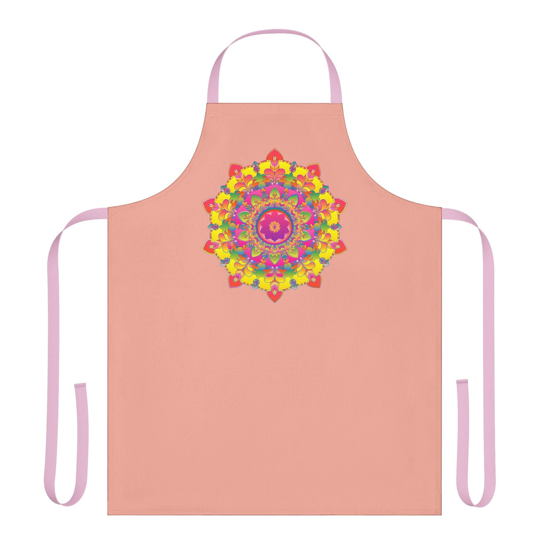 Mandala Art Apron - Apricot, Vibrant & Colorful All Over Prints - Blululi