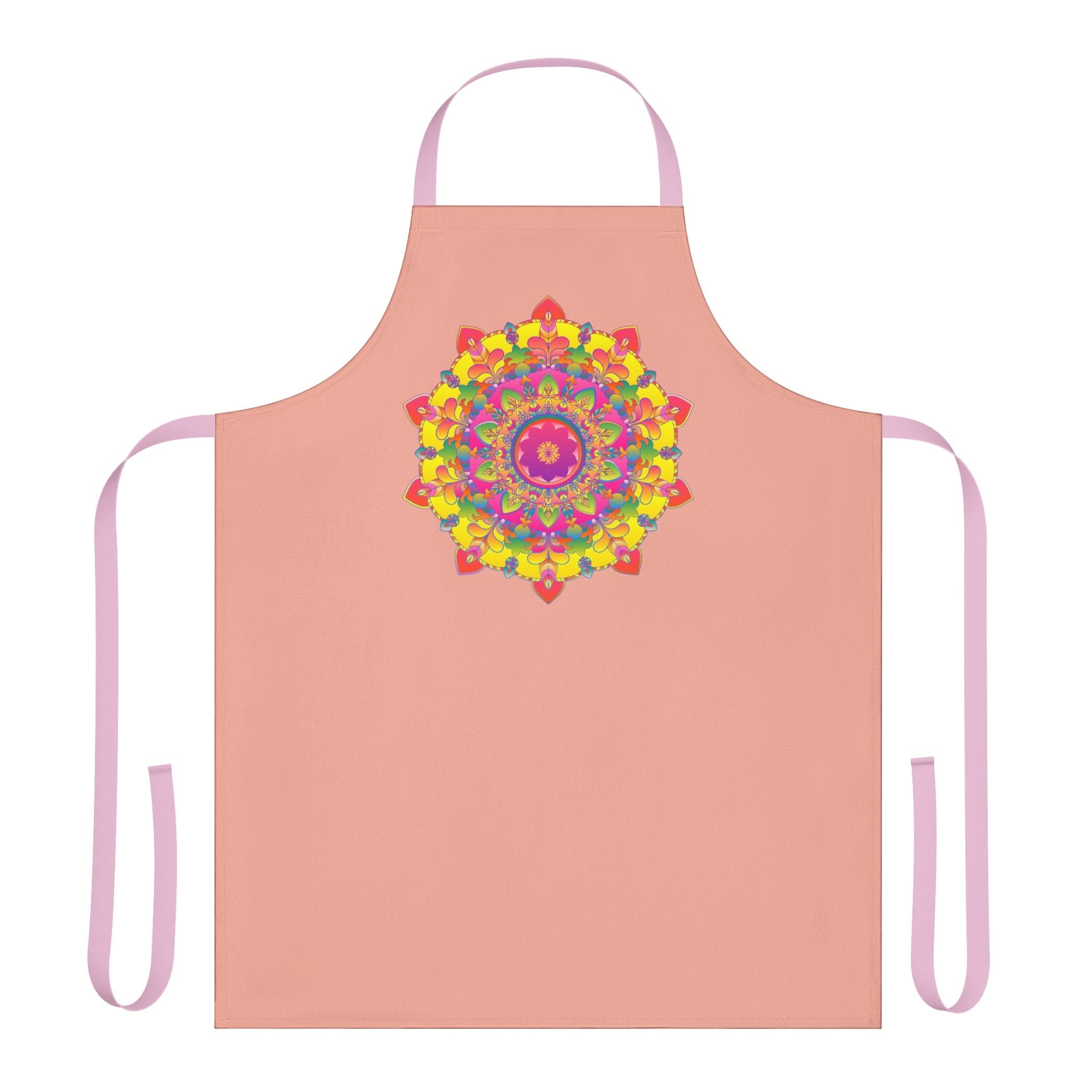 Mandala Art Apron - Apricot, Vibrant & Colorful All Over Prints - Blululi