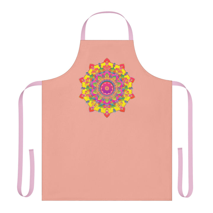 Mandala Art Apron - Apricot, Vibrant & Colorful All Over Prints - Blululi