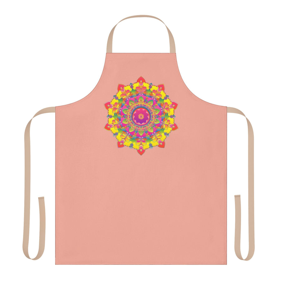 Mandala Art Apron - Apricot, Vibrant & Colorful All Over Prints - Blululi