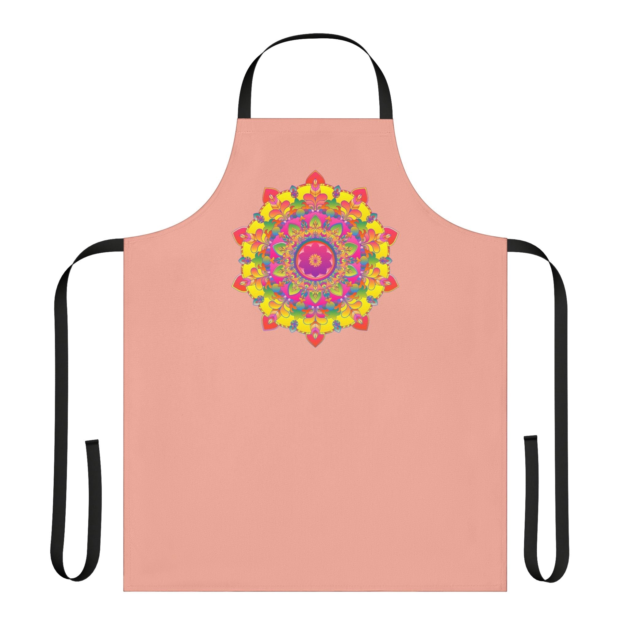 Mandala Art Apron - Apricot, Vibrant & Colorful All Over Prints - Blululi