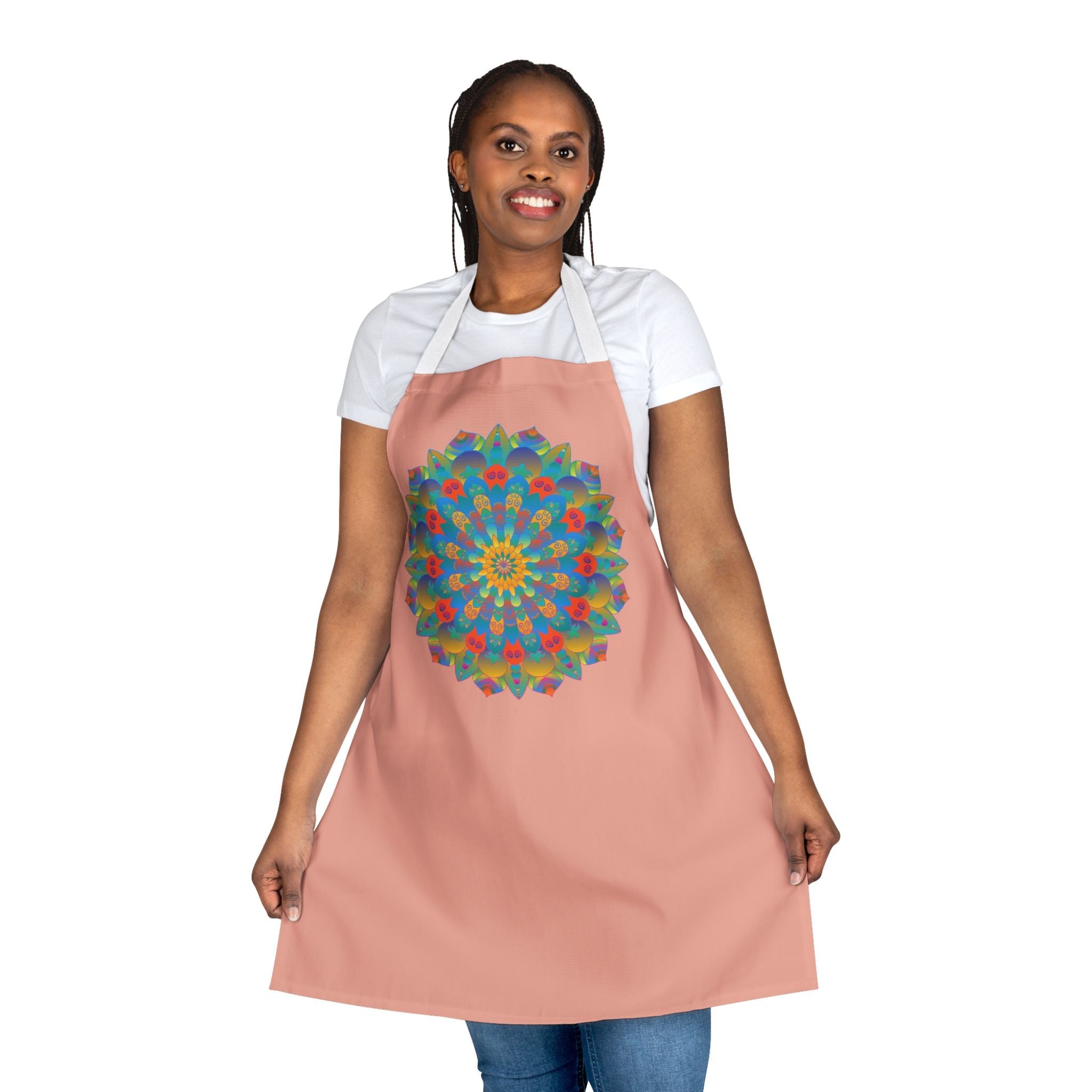 Mandala Art Apron - Apricot & Yellow All Over Prints - Blululi