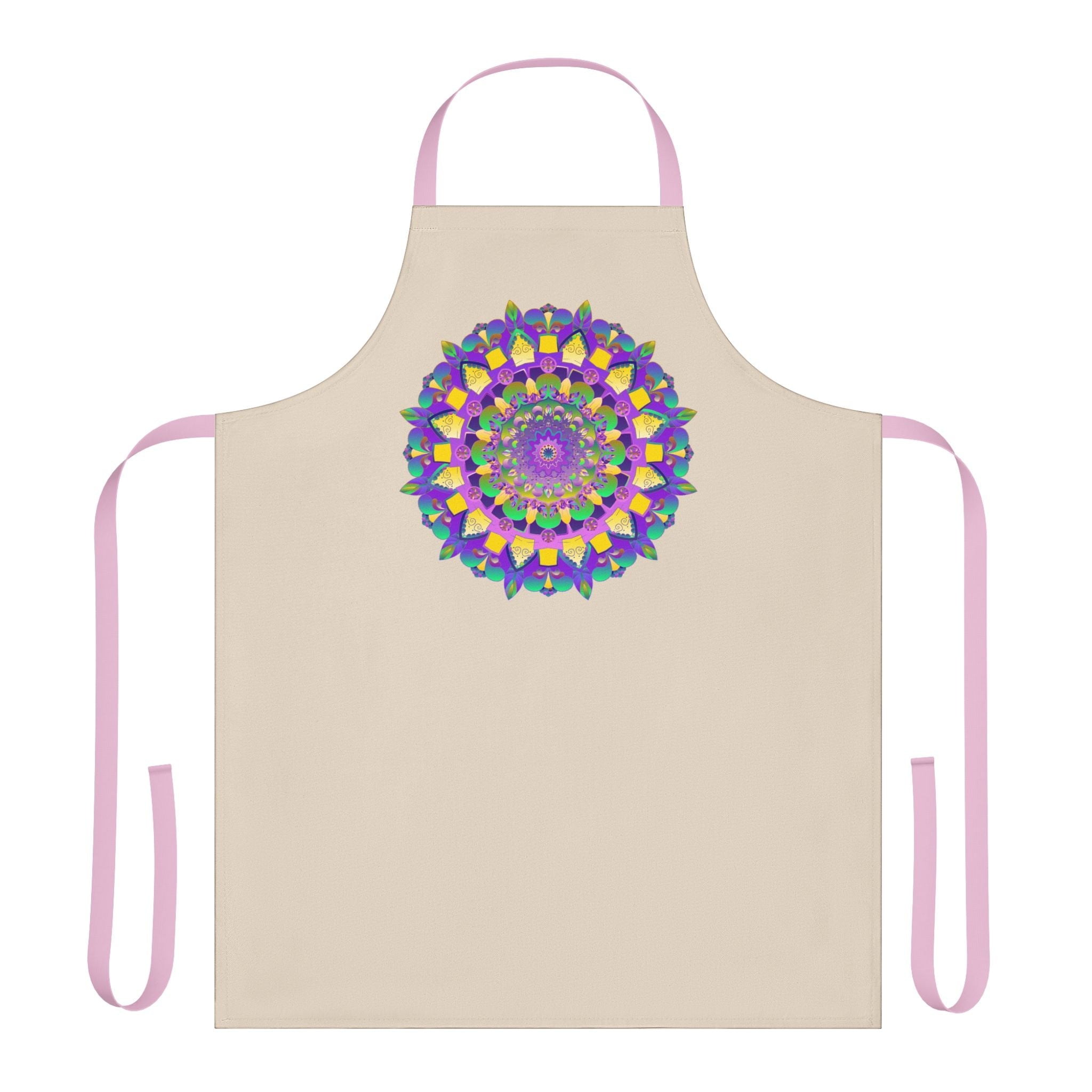 Mandala Art Apron - Beige, Floral Design All Over Prints - Blululi