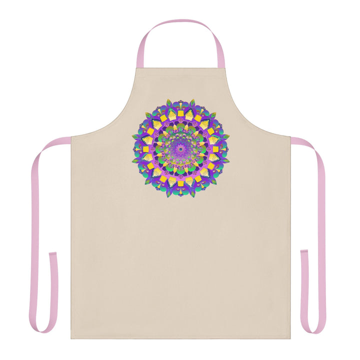 Mandala Art Apron - Beige, Floral Design All Over Prints - Blululi