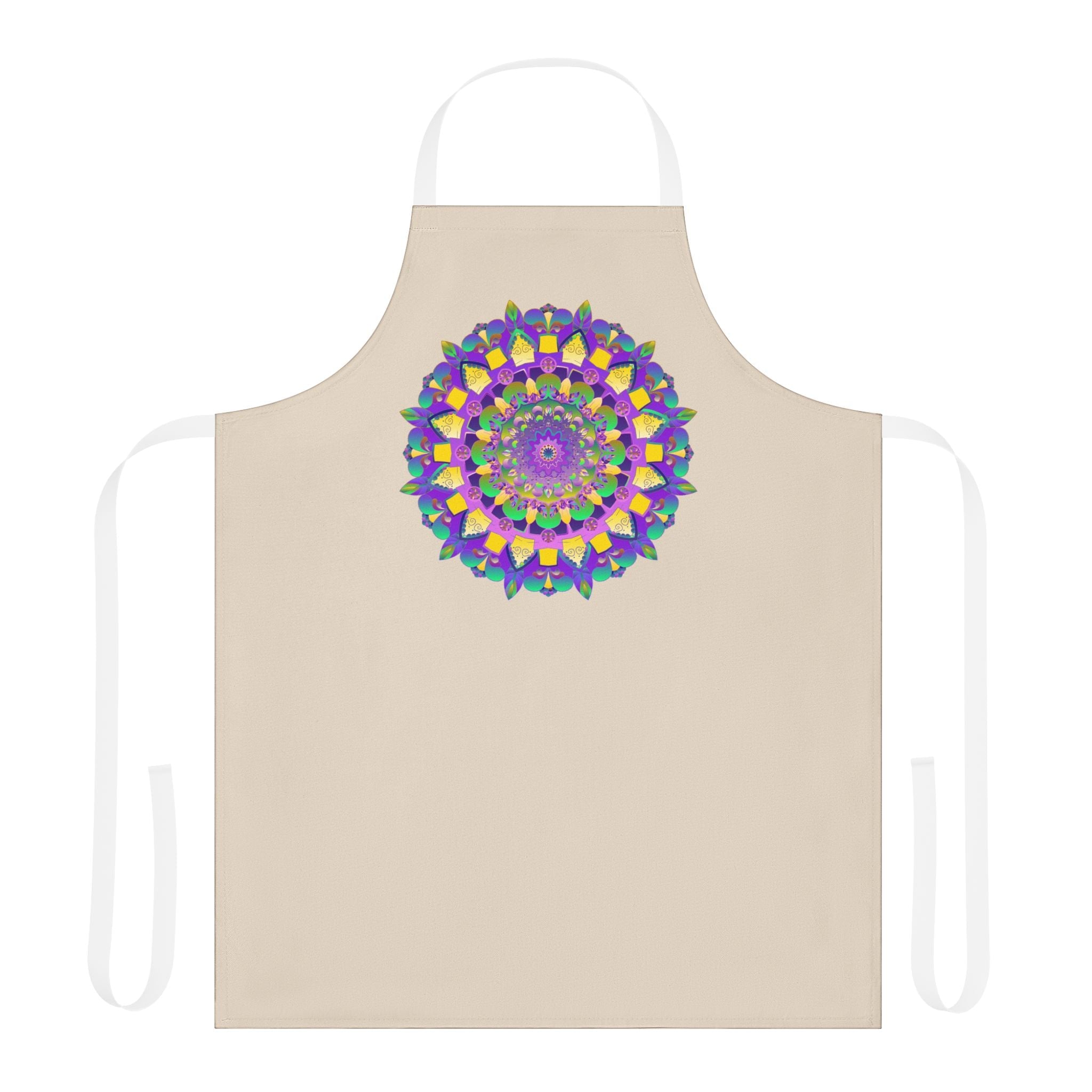 Mandala Art Apron - Beige, Floral Design All Over Prints - Blululi