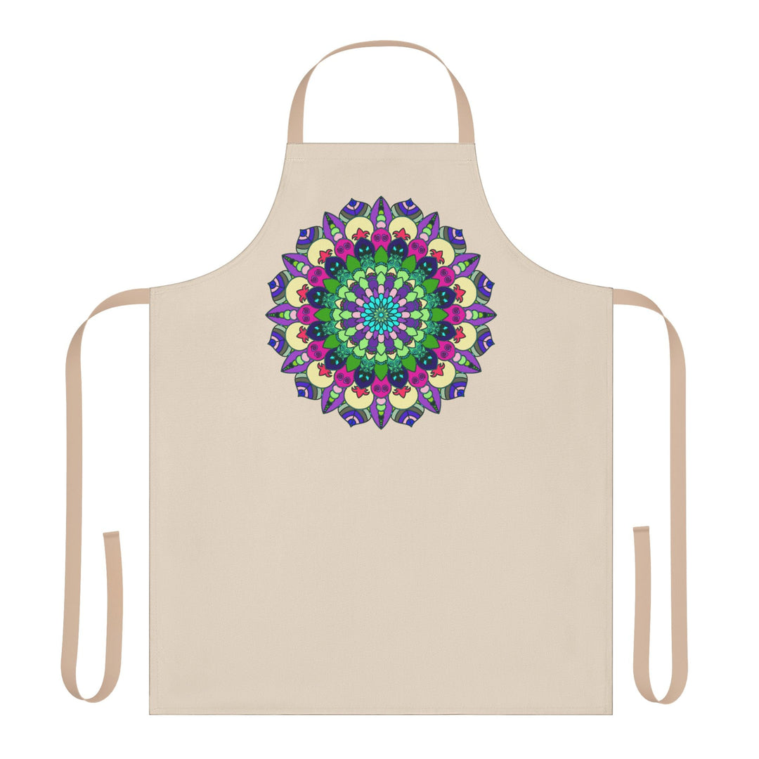 Mandala Art Apron - Beige Hand - Drawn All Over Prints - Blululi