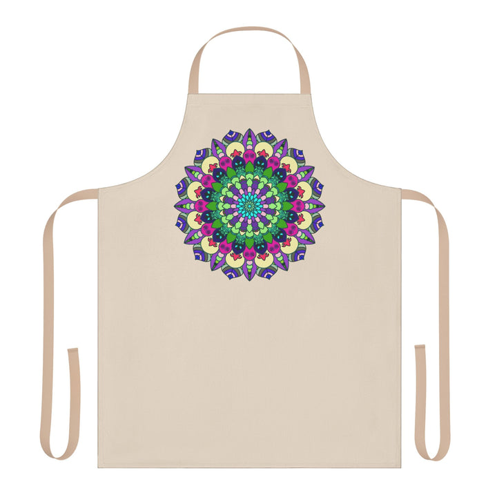 Mandala Art Apron - Beige Hand - Drawn All Over Prints - Blululi