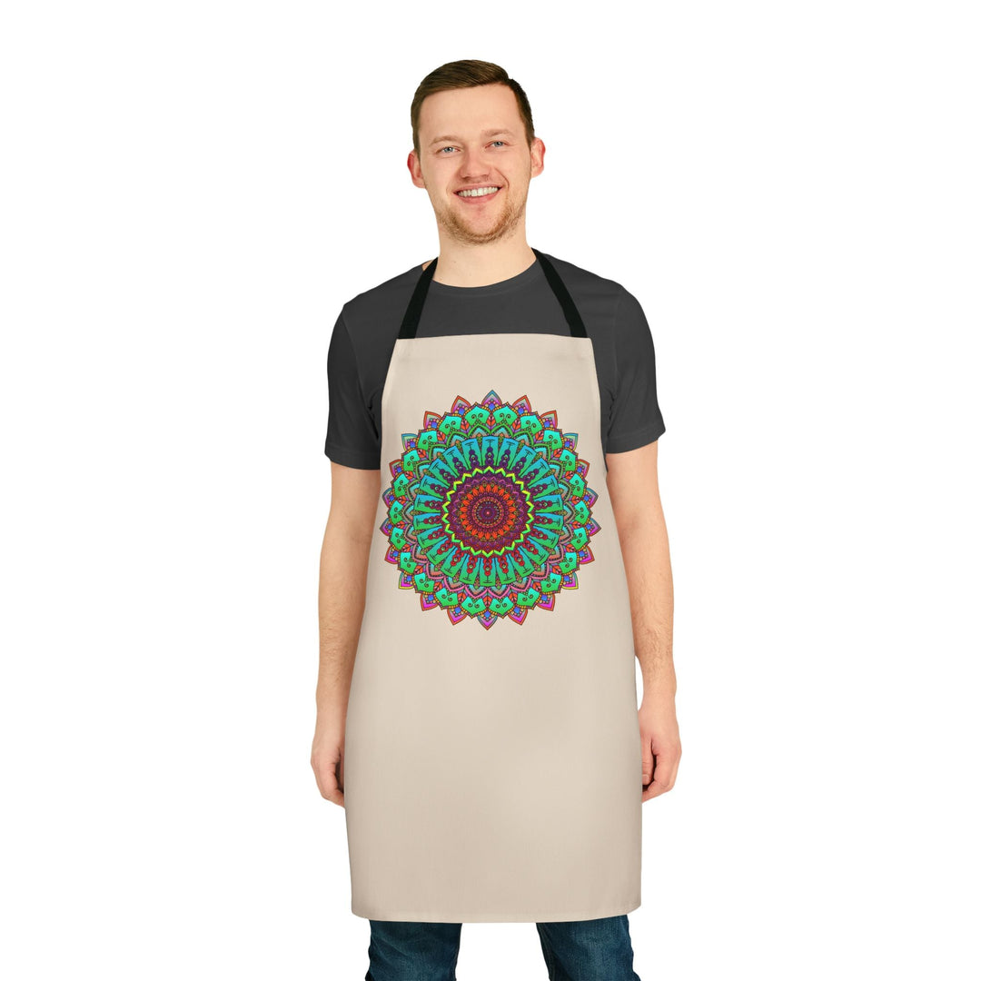 Mandala Art Apron - Beige - Hand Drawn All Over Prints - Blululi