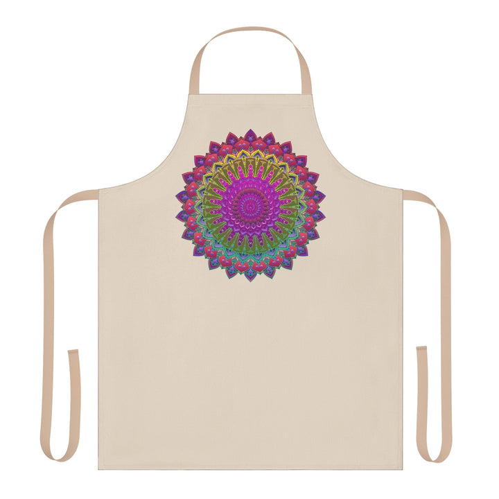 Mandala Art Apron - Beige - Hand Drawn All Over Prints - Blululi