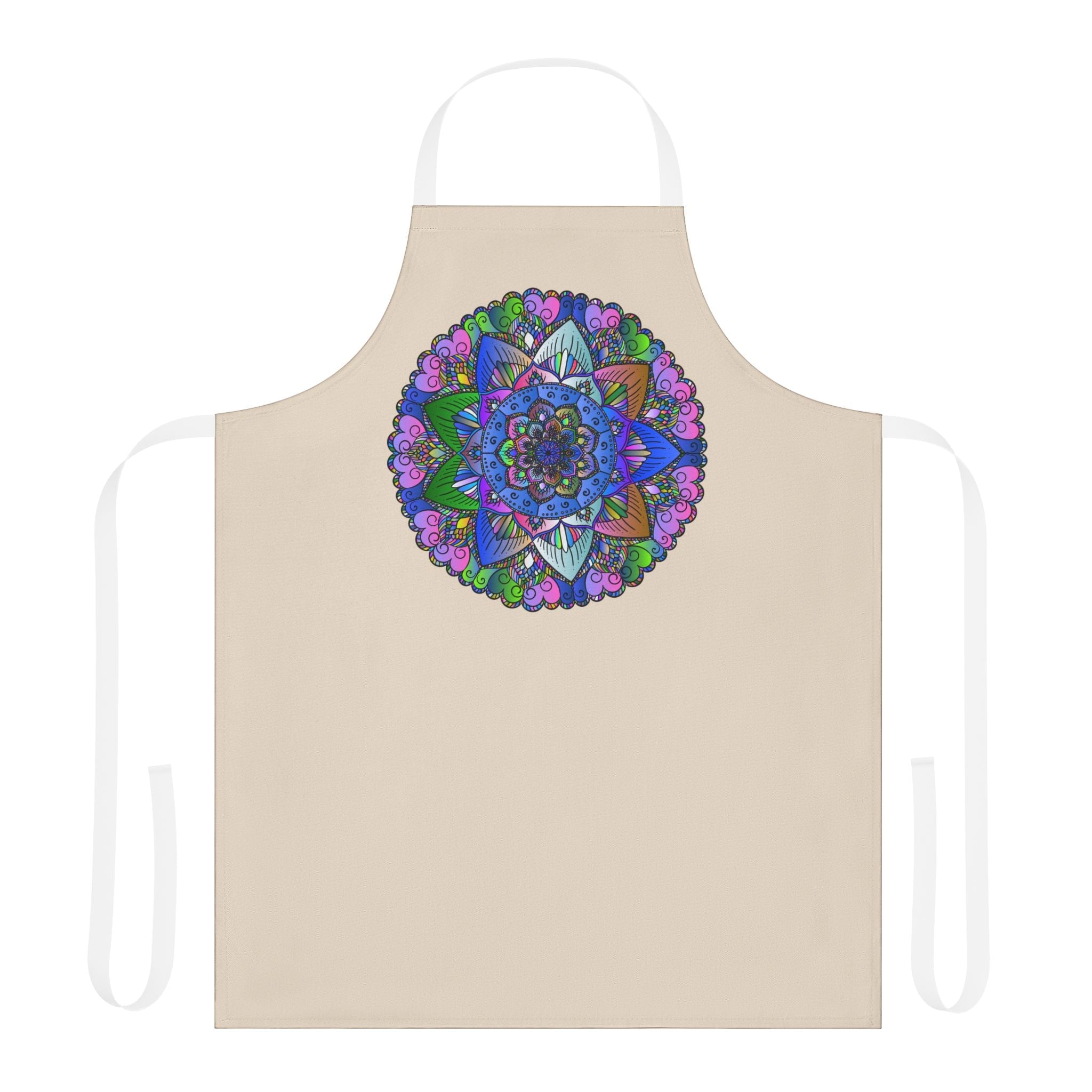 Mandala Art Apron - Beige, Hand - Drawn All Over Prints - Blululi