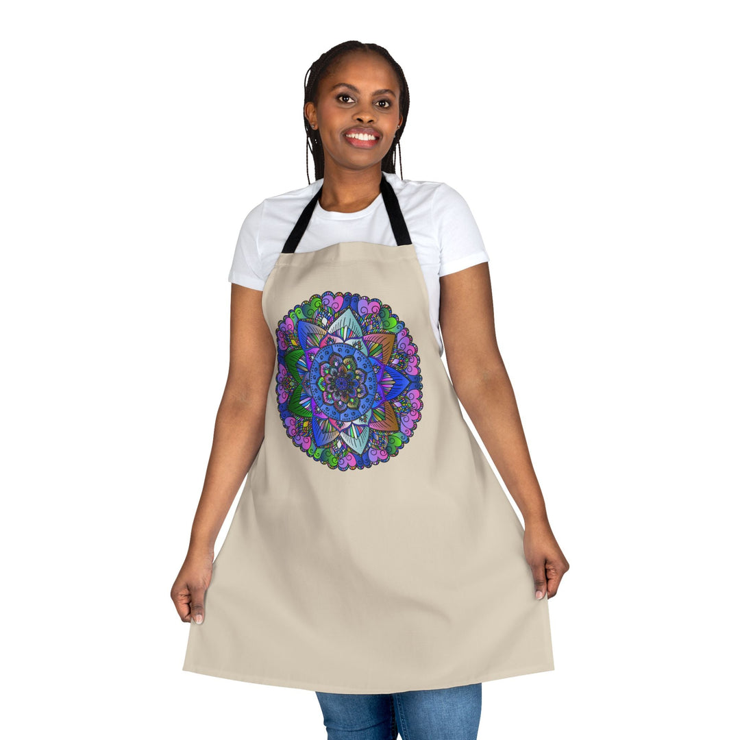 Mandala Art Apron - Beige, Hand - Drawn All Over Prints - Blululi