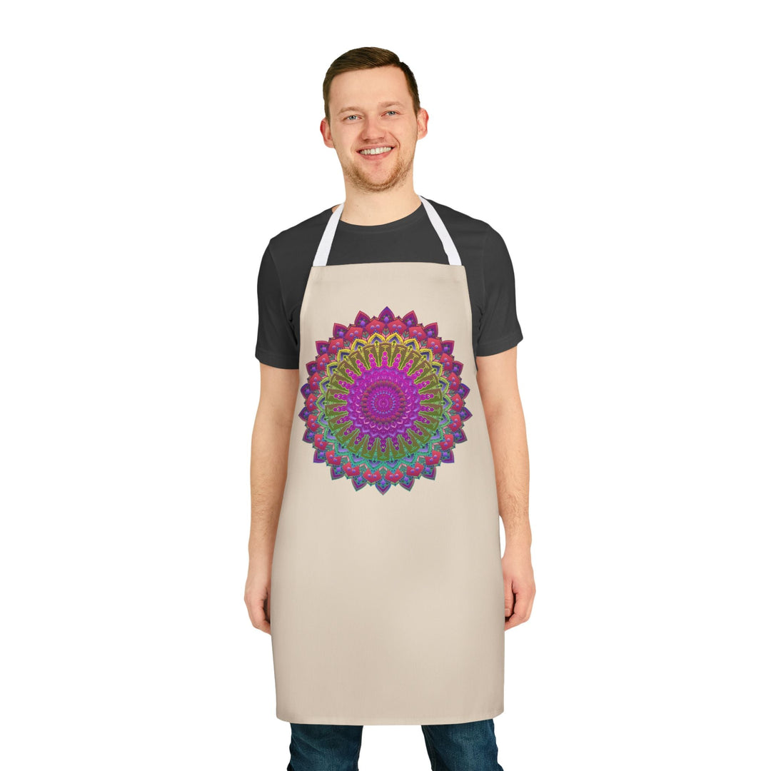 Mandala Art Apron - Beige - Hand Drawn All Over Prints - Blululi