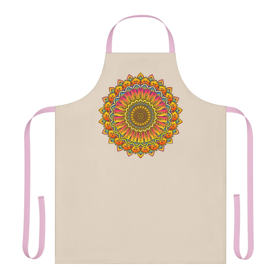 Mandala Art Apron - Beige - Hand Drawn All Over Prints - Blululi