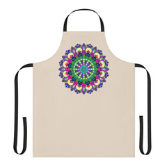 Mandala Art Apron - Beige Hand - Drawn All Over Prints - Blululi
