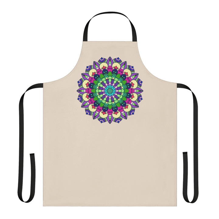 Mandala Art Apron - Beige Hand - Drawn All Over Prints - Blululi