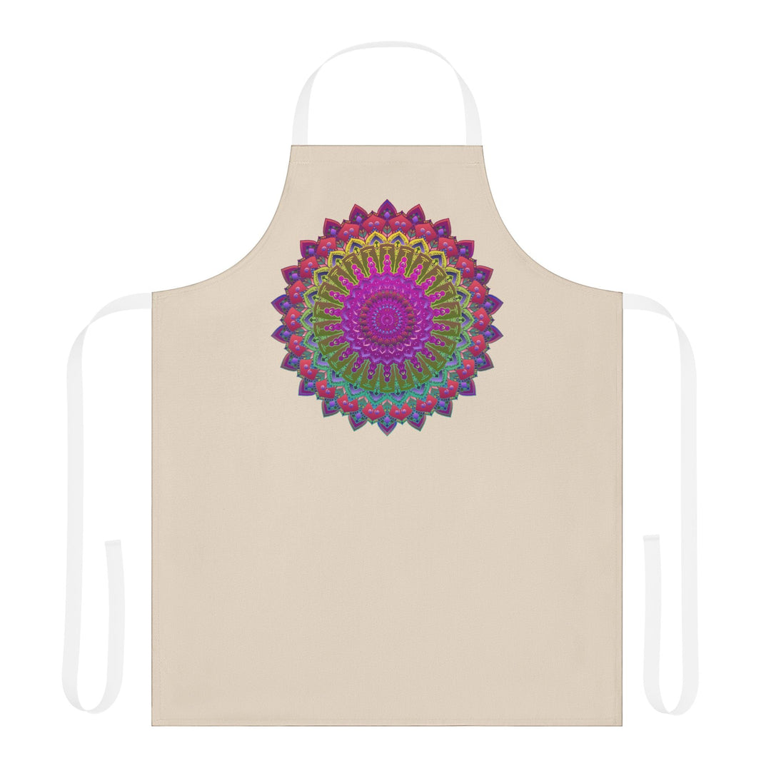 Mandala Art Apron - Beige - Hand Drawn All Over Prints - Blululi