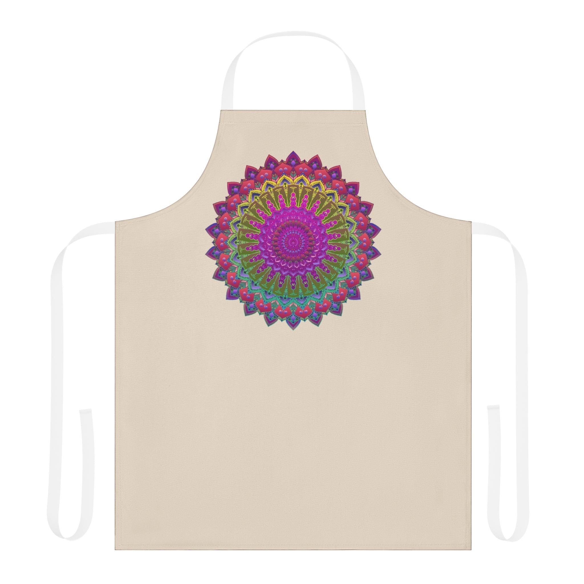 Mandala Art Apron - Beige - Hand Drawn All Over Prints - Blululi