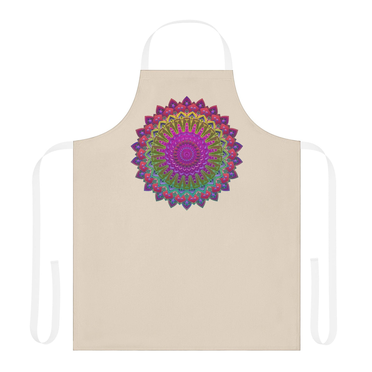 Mandala Art Apron - Beige - Hand Drawn All Over Prints - Blululi