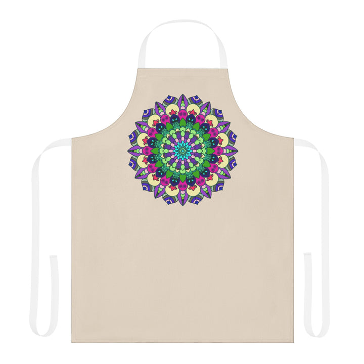 Mandala Art Apron - Beige Hand - Drawn All Over Prints - Blululi