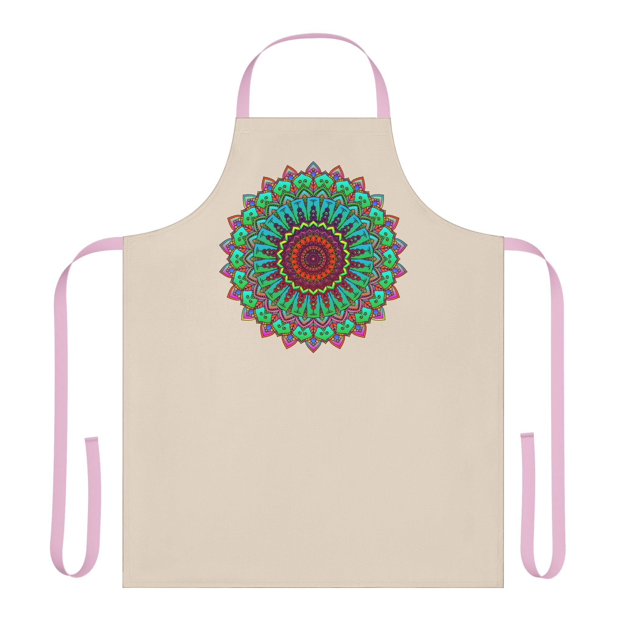 Mandala Art Apron - Beige - Hand Drawn All Over Prints - Blululi