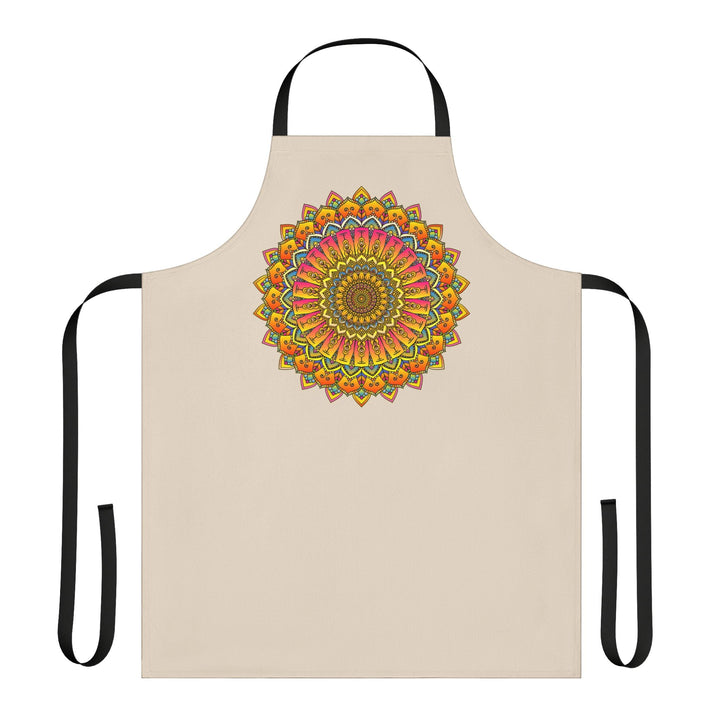 Mandala Art Apron - Beige - Hand Drawn All Over Prints - Blululi