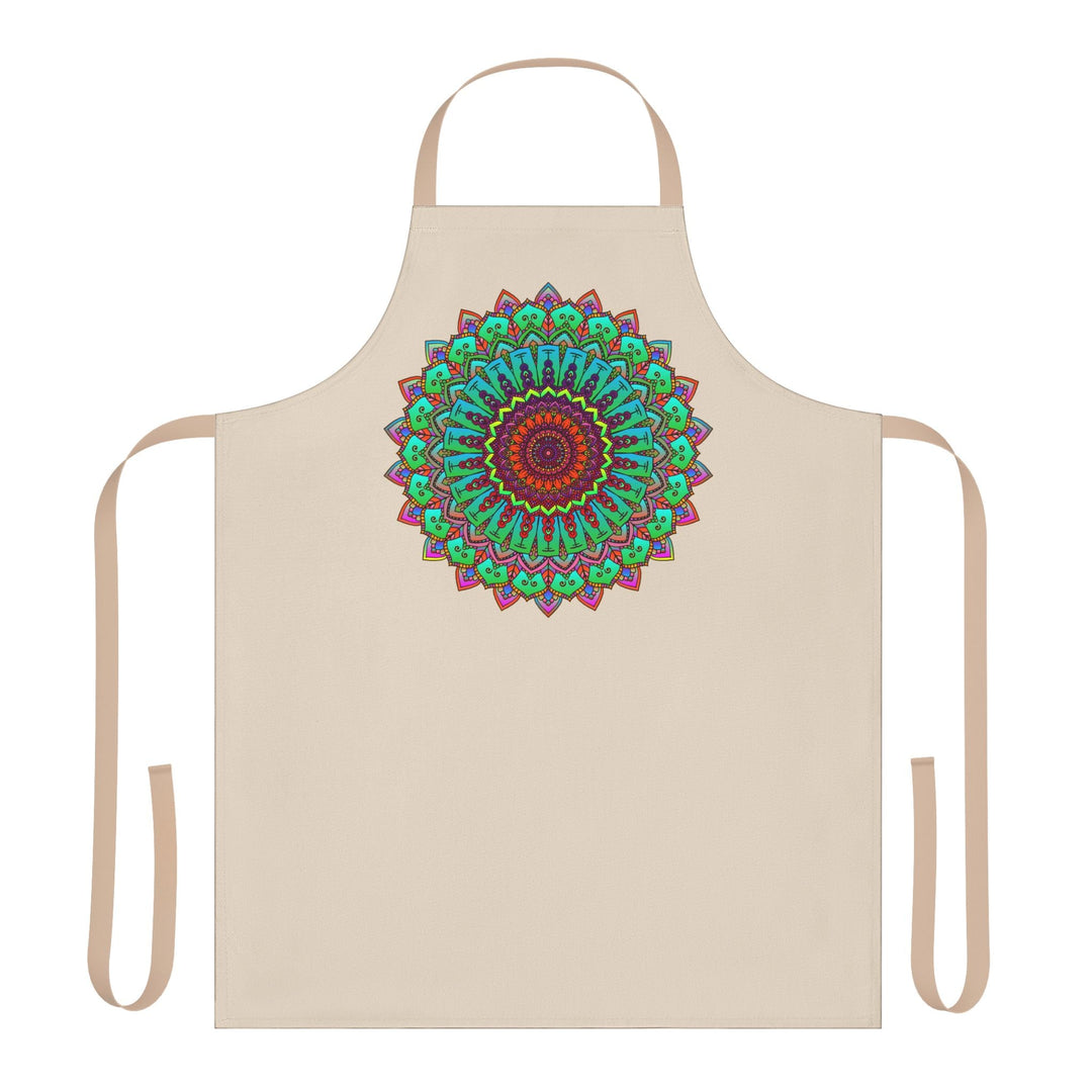 Mandala Art Apron - Beige - Hand Drawn All Over Prints - Blululi