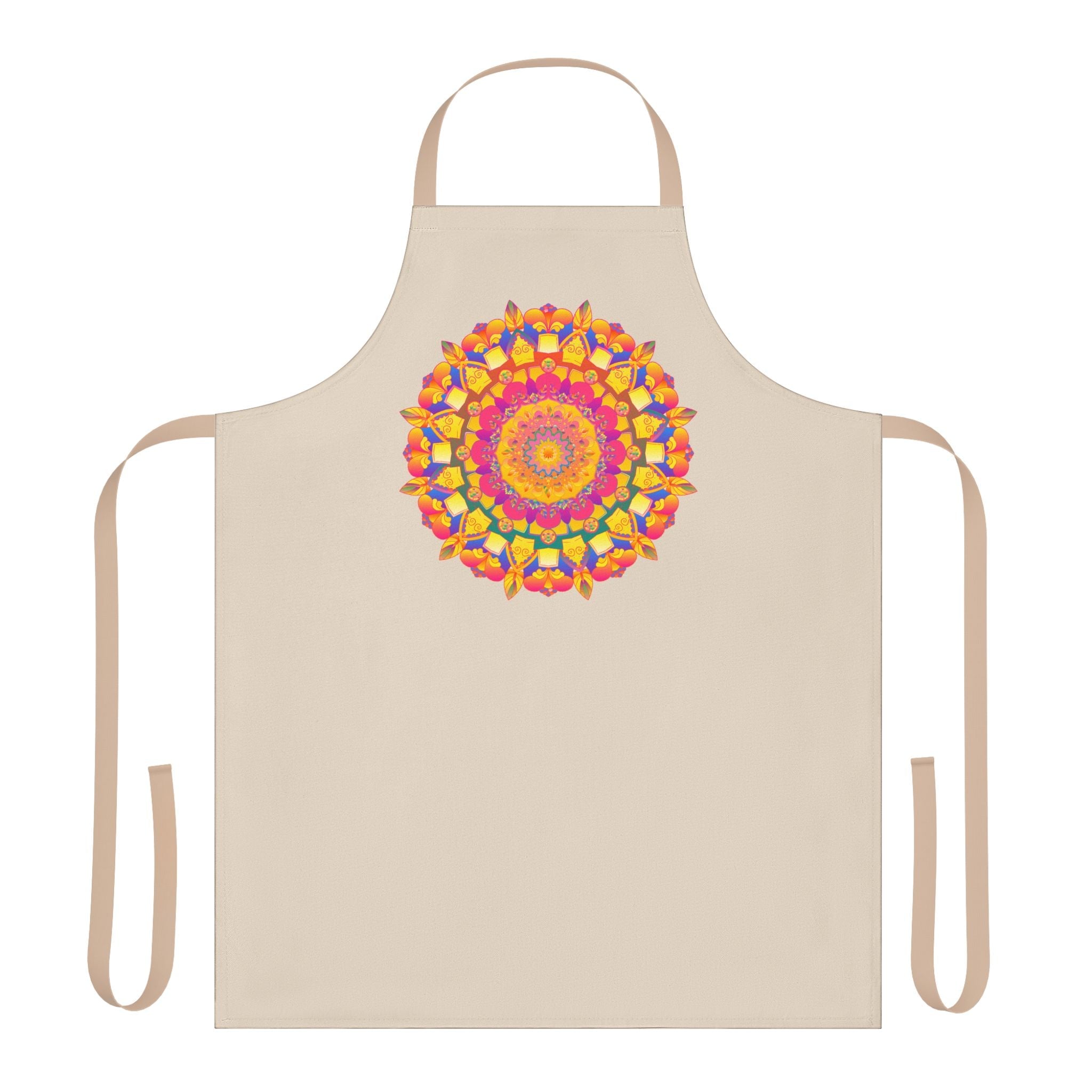 Mandala Art Apron - Beige - Hand - Drawn All Over Prints - Blululi