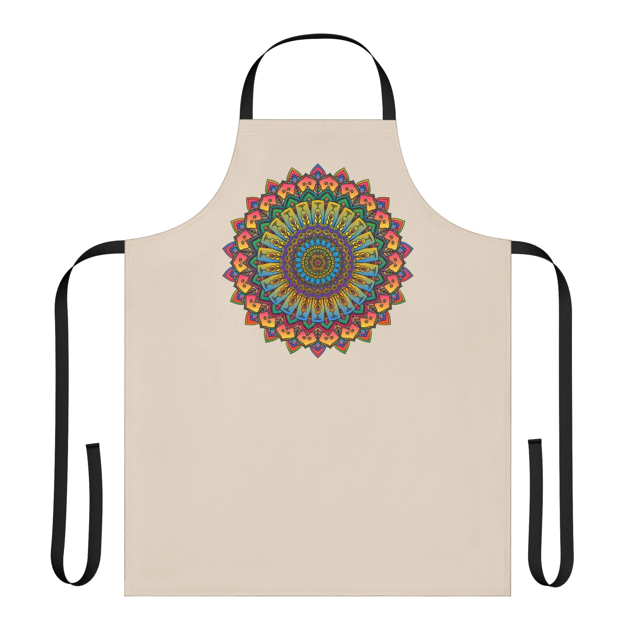 Mandala Art Apron - Beige - Hand Drawn All Over Prints - Blululi