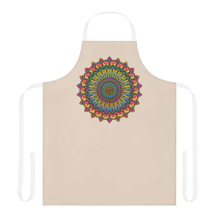 Mandala Art Apron - Beige - Hand Drawn All Over Prints - Blululi