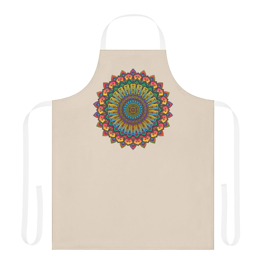 Mandala Art Apron - Beige - Hand Drawn All Over Prints - Blululi