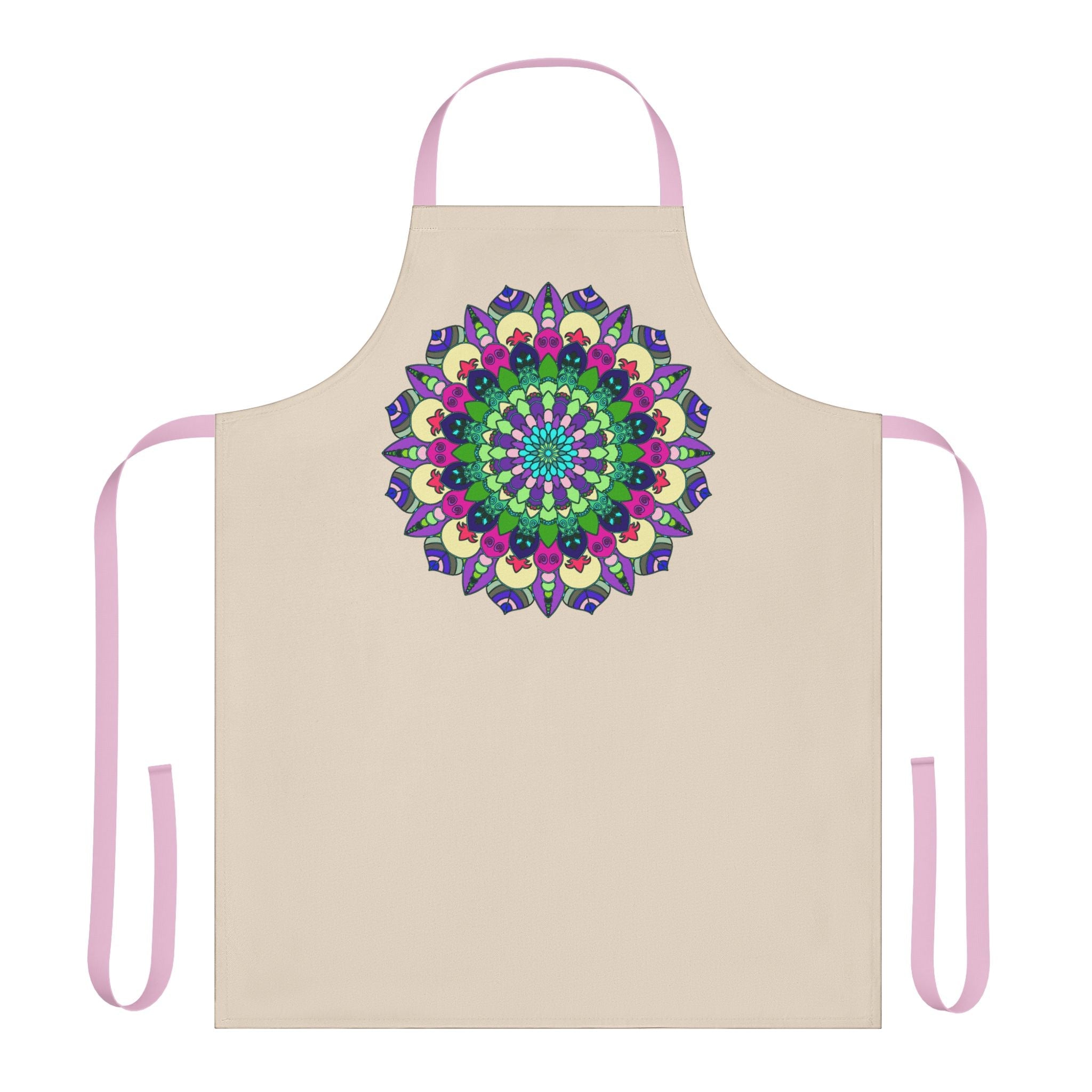 Mandala Art Apron - Beige Hand - Drawn All Over Prints - Blululi