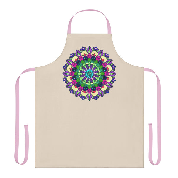 Mandala Art Apron - Beige Hand - Drawn All Over Prints - Blululi