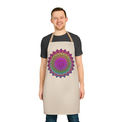 Mandala Art Apron - Beige - Hand Drawn All Over Prints - Blululi