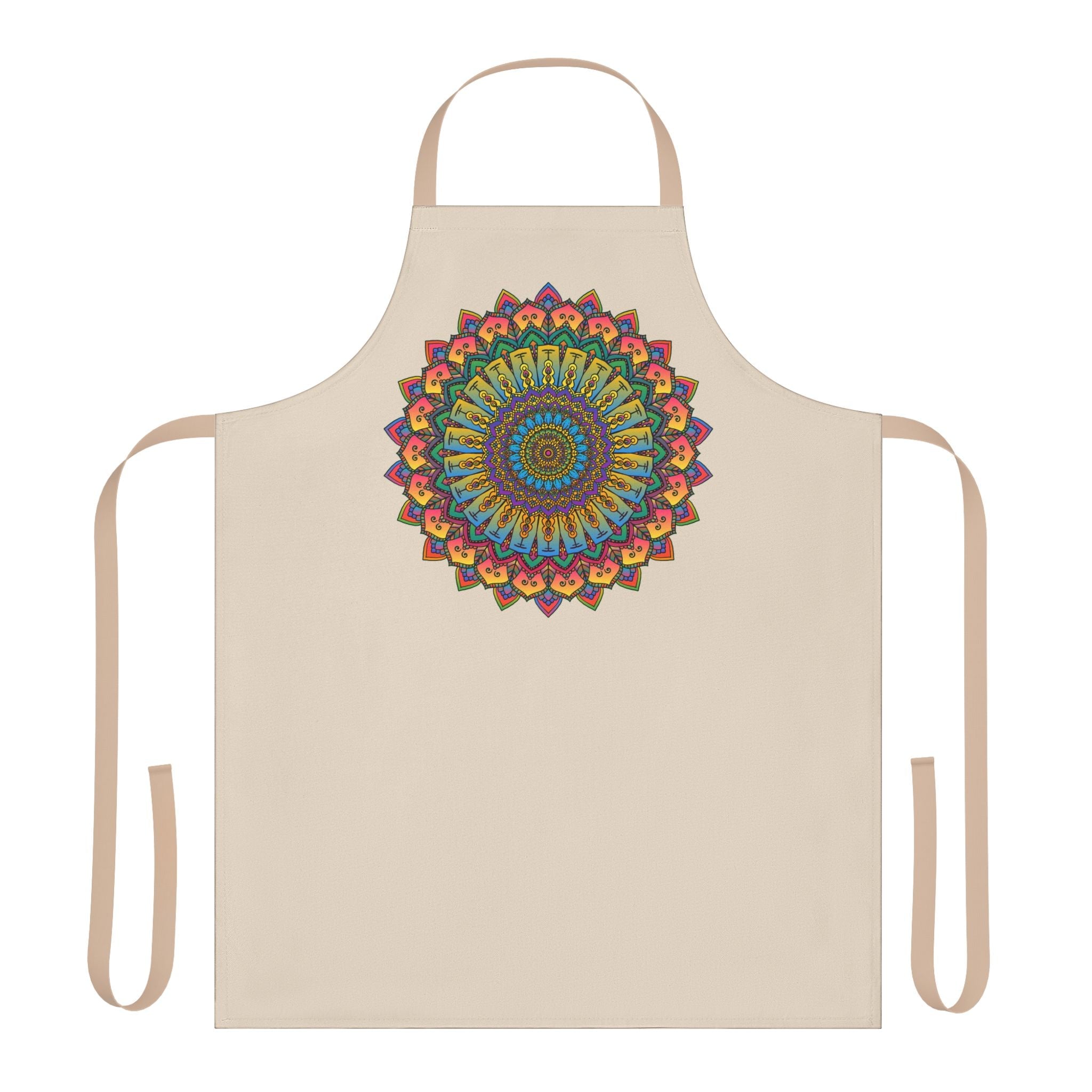 Mandala Art Apron - Beige - Hand Drawn All Over Prints - Blululi