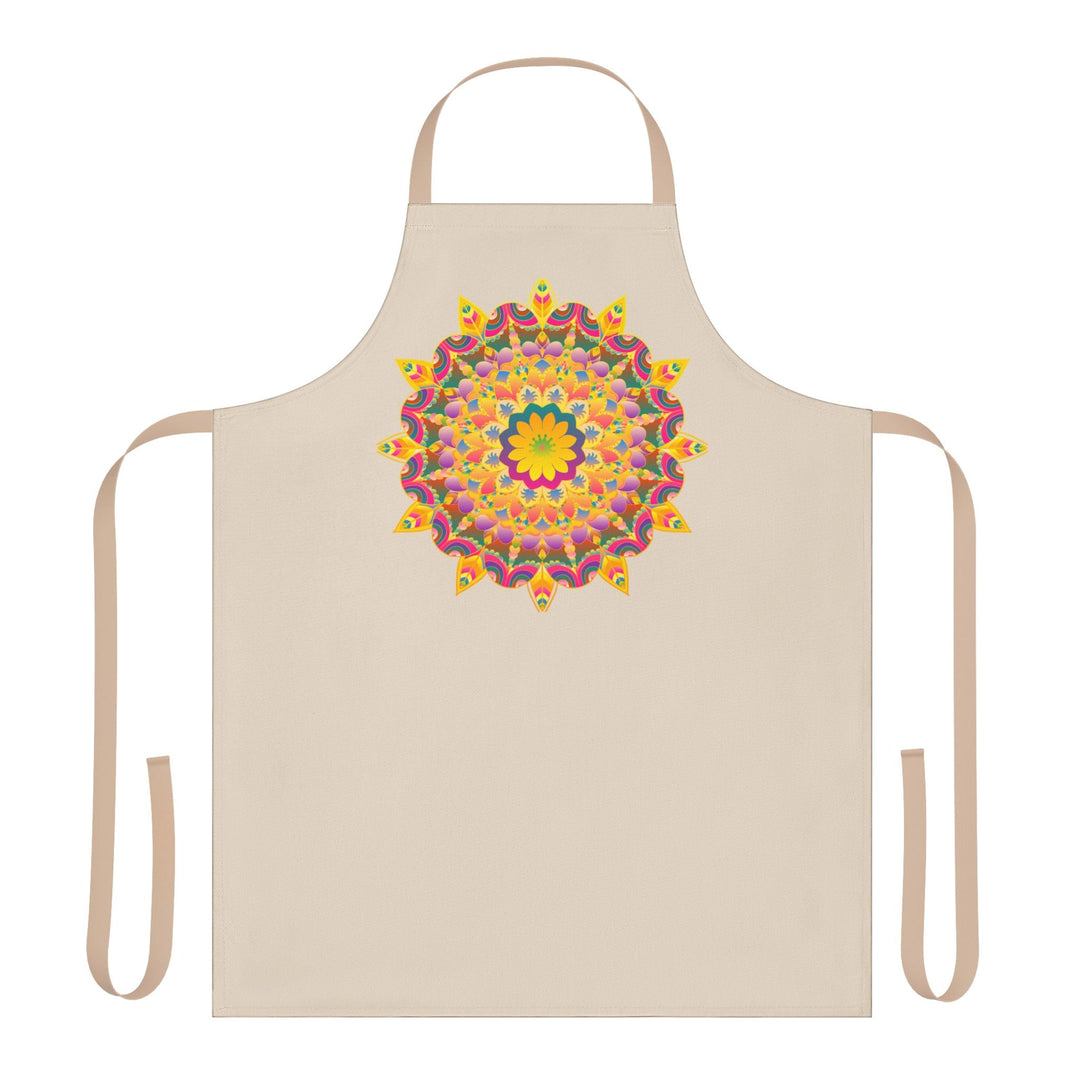 Mandala Art Apron - Beige - Hand Drawn All Over Prints - Blululi