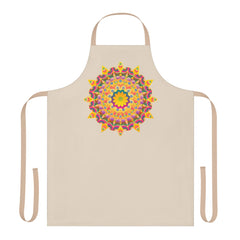Mandala Art Apron - Beige - Hand Drawn All Over Prints - Blululi