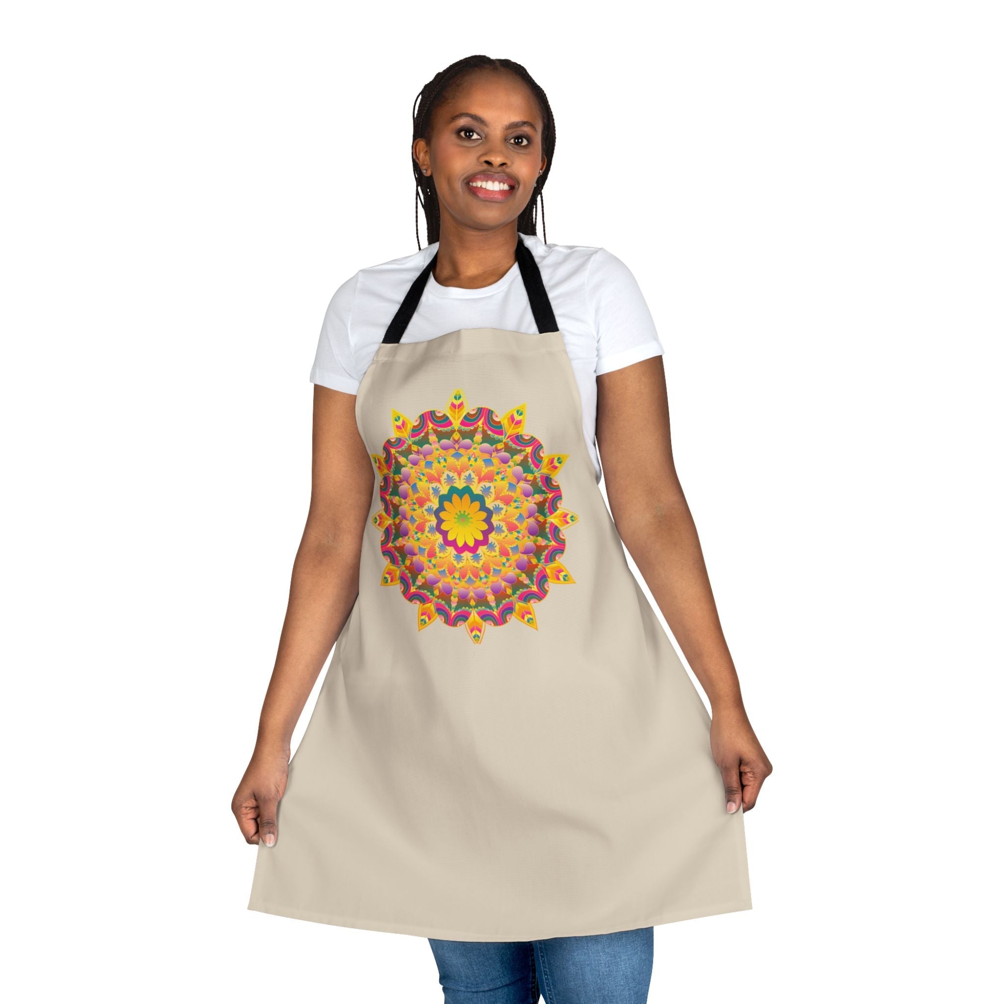 Mandala Art Apron - Beige - Hand Drawn All Over Prints - Blululi