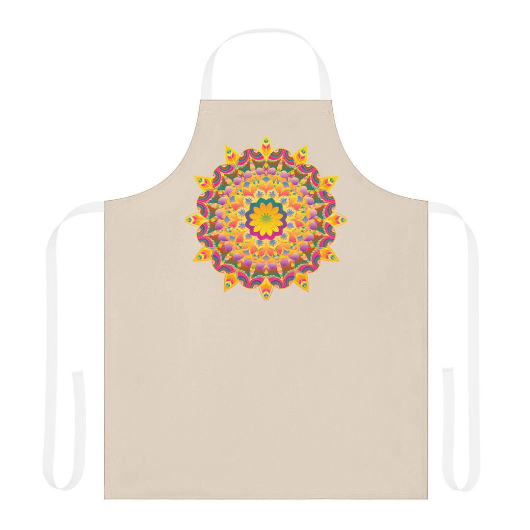 Mandala Art Apron - Beige - Hand Drawn All Over Prints - Blululi