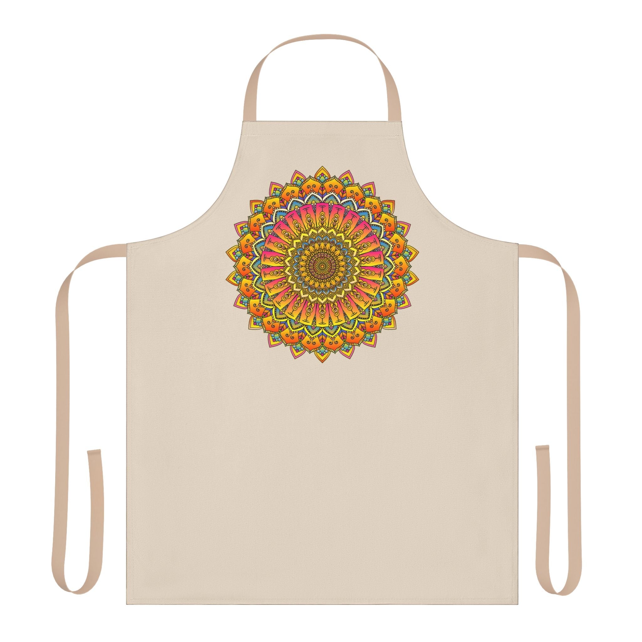 Mandala Art Apron - Beige - Hand Drawn All Over Prints - Blululi