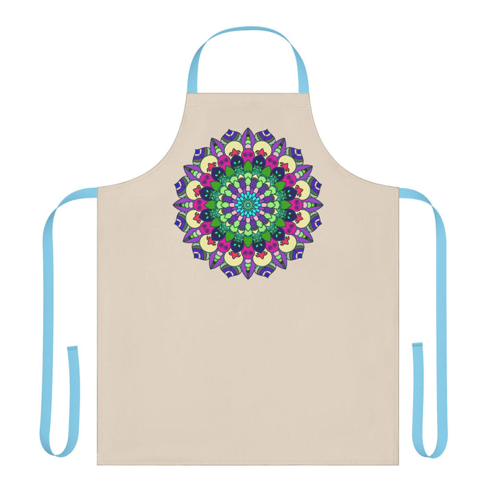 Mandala Art Apron - Beige Hand - Drawn All Over Prints - Blululi