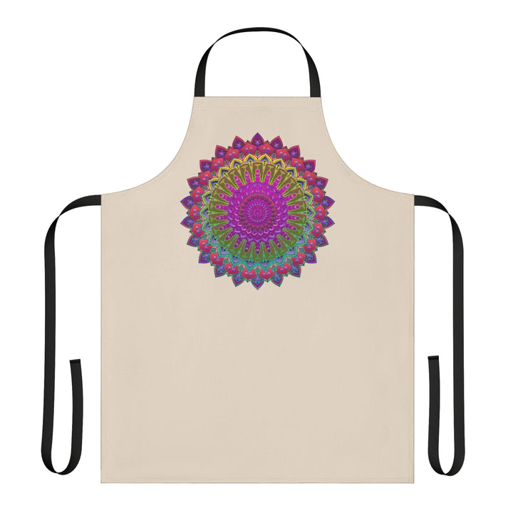 Mandala Art Apron - Beige - Hand Drawn All Over Prints - Blululi