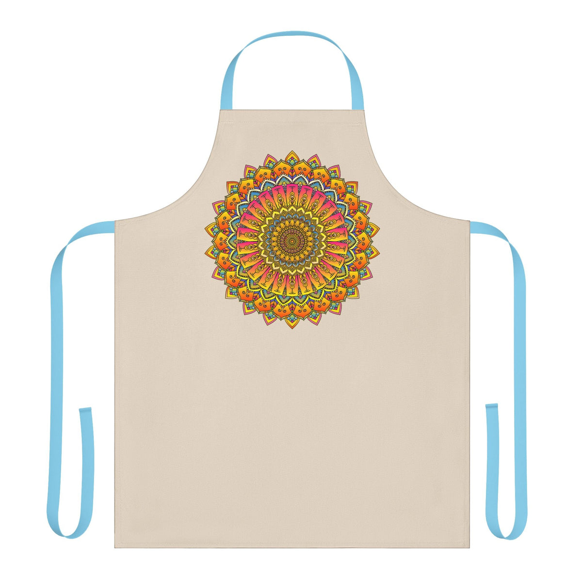 Mandala Art Apron - Beige - Hand Drawn All Over Prints - Blululi