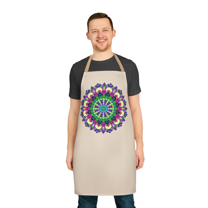 Mandala Art Apron - Beige Hand - Drawn All Over Prints - Blululi